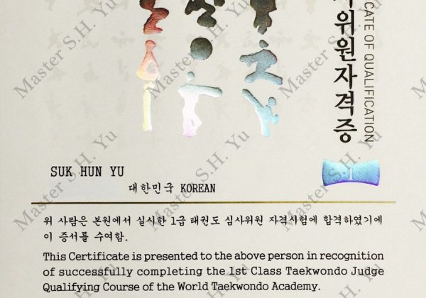Kukkiwon World Tae Kwon Do Academy 1st Class Tae Kwon Do Judge