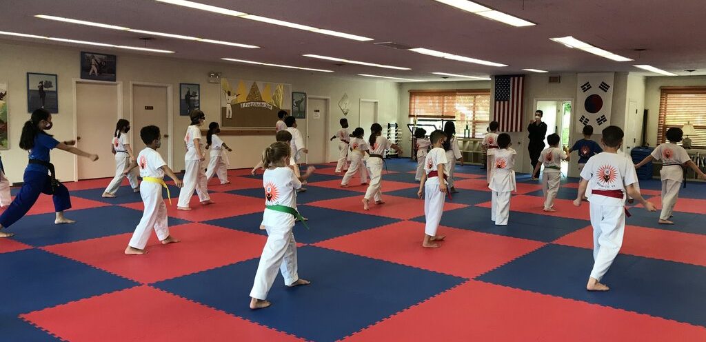 Students practicing martial arts