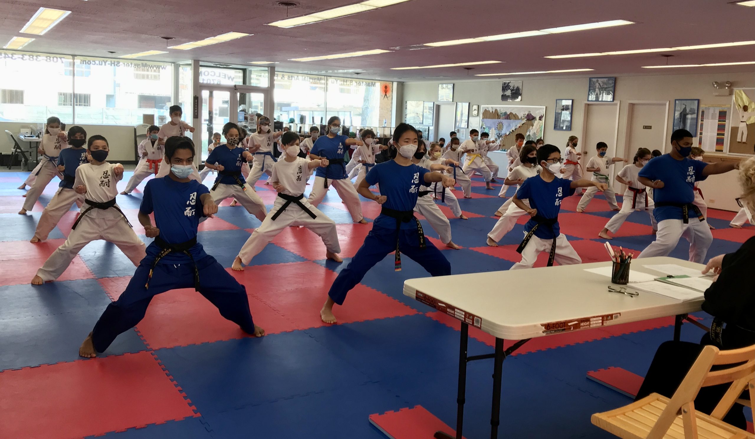 Martial arts karate class in action